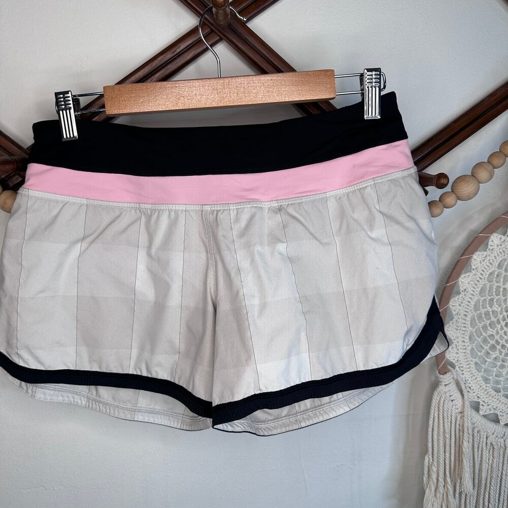 Lululemon Groovy Run White Pink Black Athletic Shorts